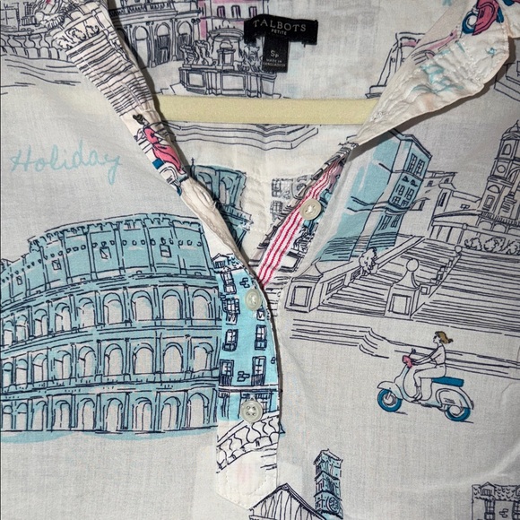 Talbots  Multicolor Roman Holiday Button Down Shirt - Picture 6 of 8